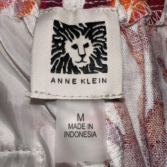 Anne Klein Spicy Orange Multicolor Linen Zebra Print Pockets Shorts Medium New - Picture 6 of 11